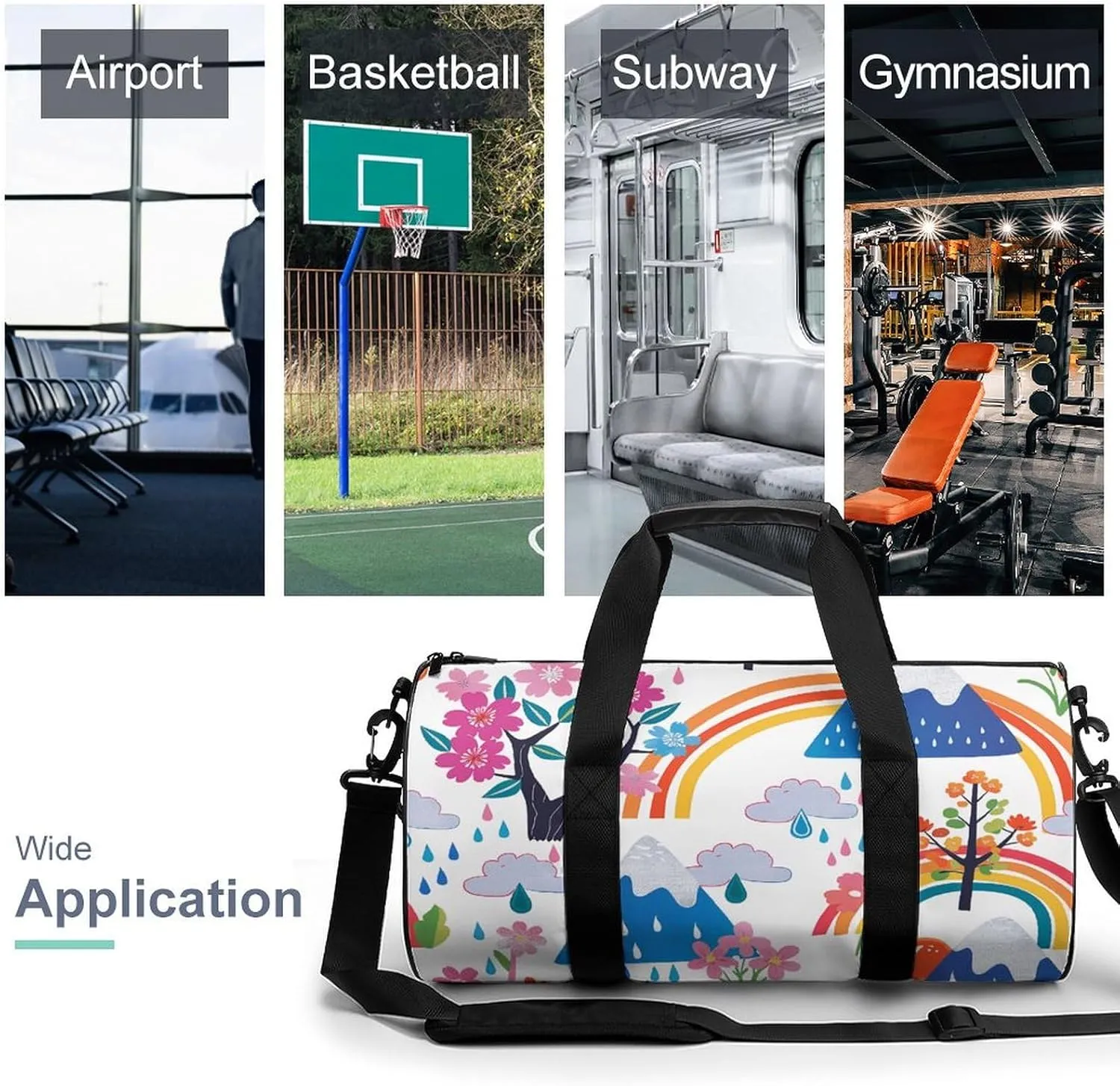 Travel Duffel Bag for Men And Women,Clouds And Raindrops Waterproof Sports Fitness Bag Portable Travel Duffel Bag