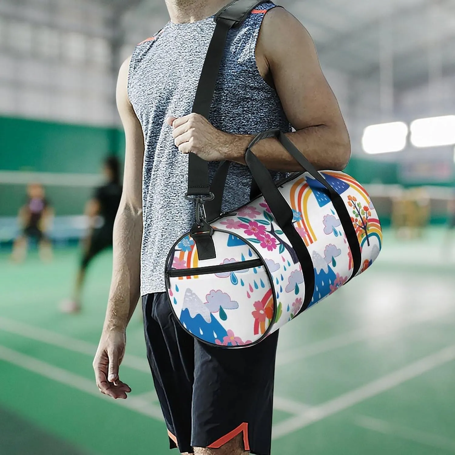 Travel Duffel Bag for Men And Women,Clouds And Raindrops Waterproof Sports Fitness Bag Portable Travel Duffel Bag