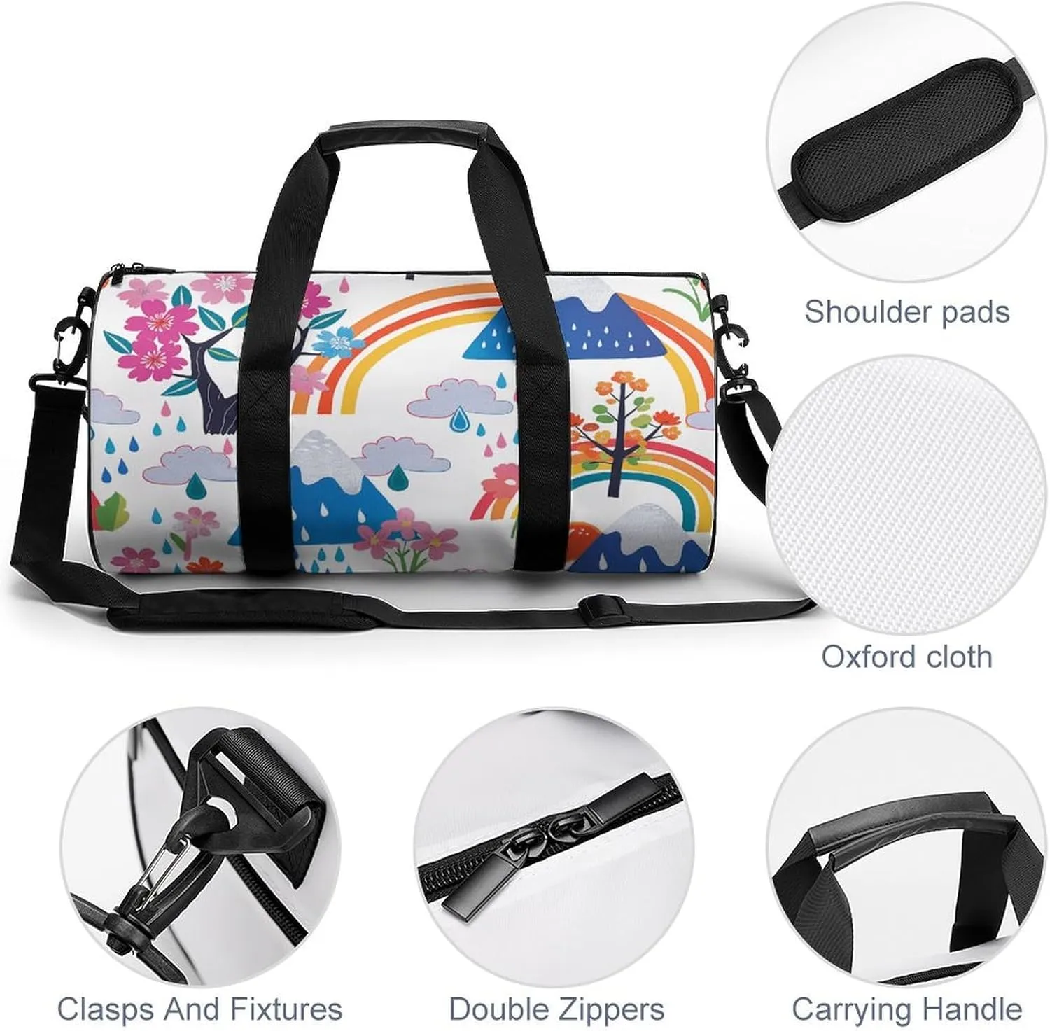 Travel Duffel Bag for Men And Women,Clouds And Raindrops Waterproof Sports Fitness Bag Portable Travel Duffel Bag