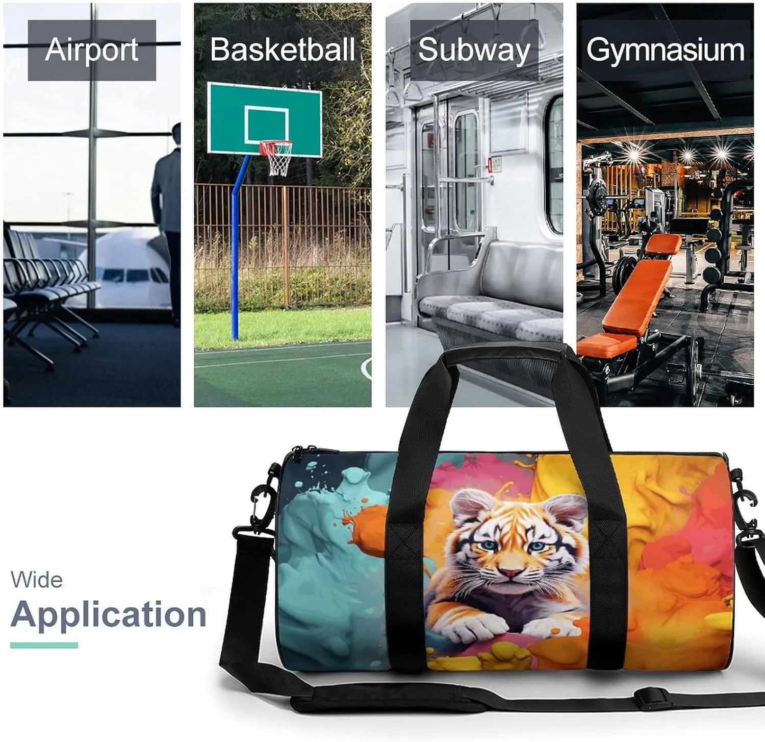 Travel Duffel Bag for Men And Women,Color Animation Waterproof Sports Fitness Bag Portable Travel Duffel Bag