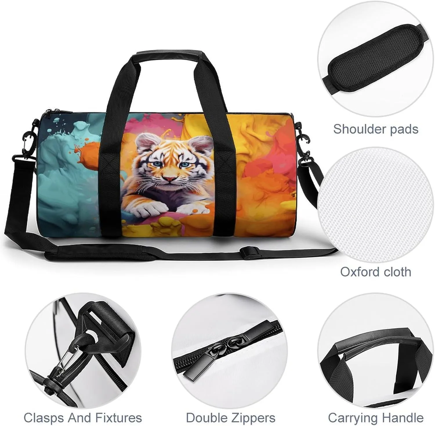 Travel Duffel Bag for Men And Women,Color Animation Waterproof Sports Fitness Bag Portable Travel Duffel Bag