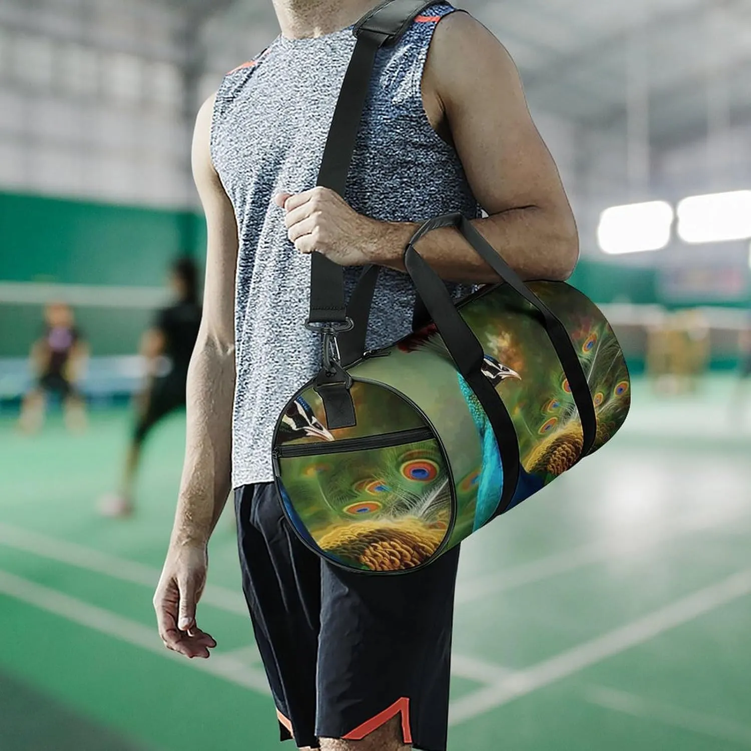 Travel Duffel Bag for Men And Women,Colorful Peacock Waterproof Sports Fitness Bag Portable Travel Duffel Bag
