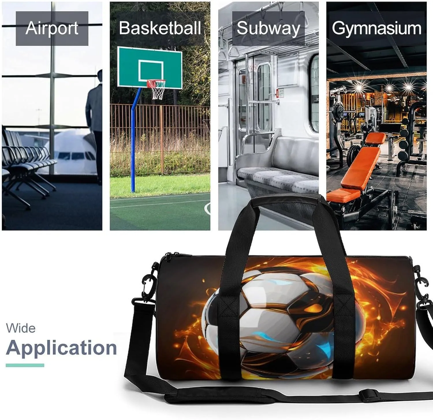 Travel Duffel Bag for Men And Women,Cool Soccer Ball Waterproof Sports Fitness Bag Portable Travel Duffel Bag