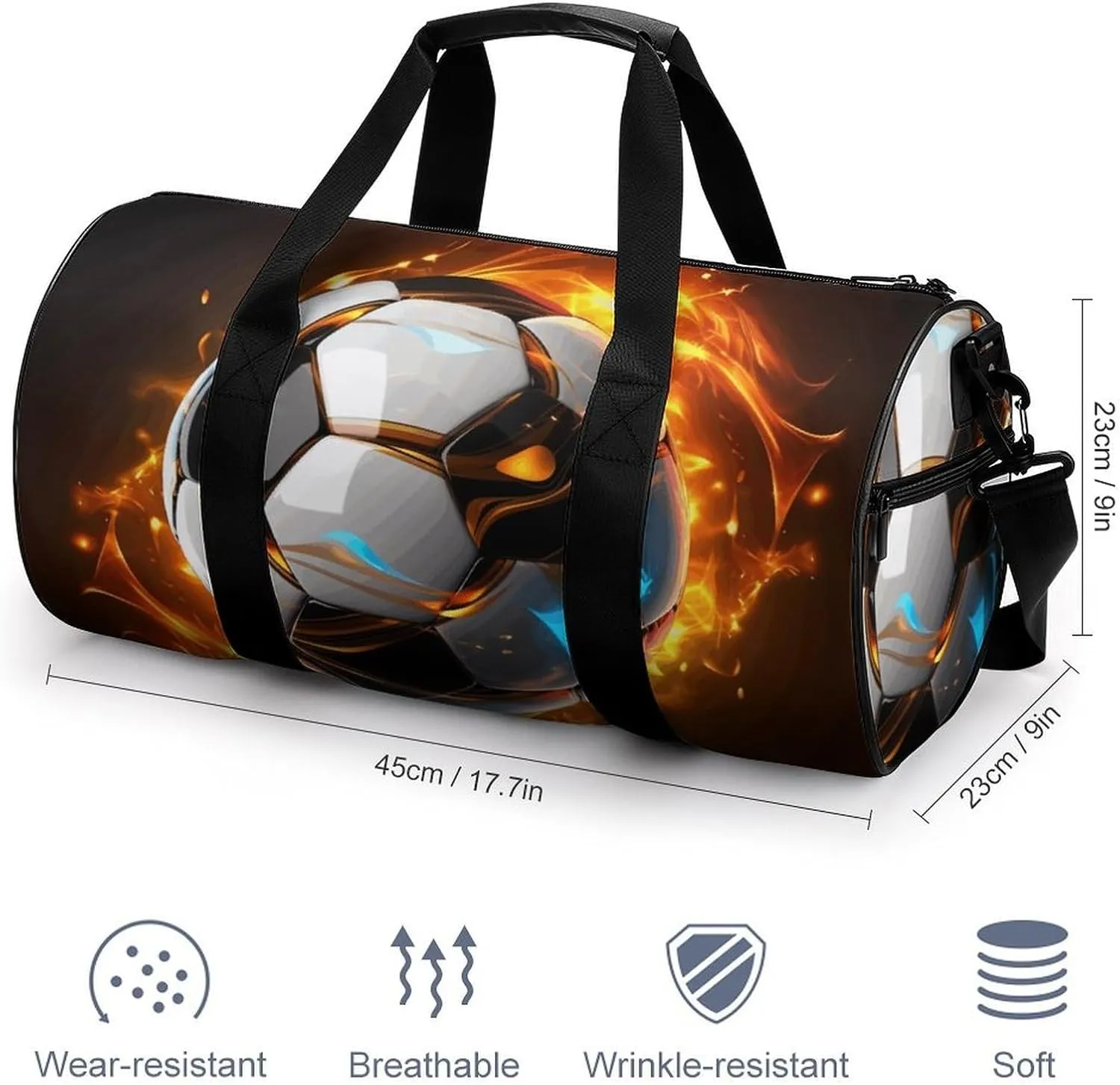 Travel Duffel Bag for Men And Women,Cool Soccer Ball Waterproof Sports Fitness Bag Portable Travel Duffel Bag