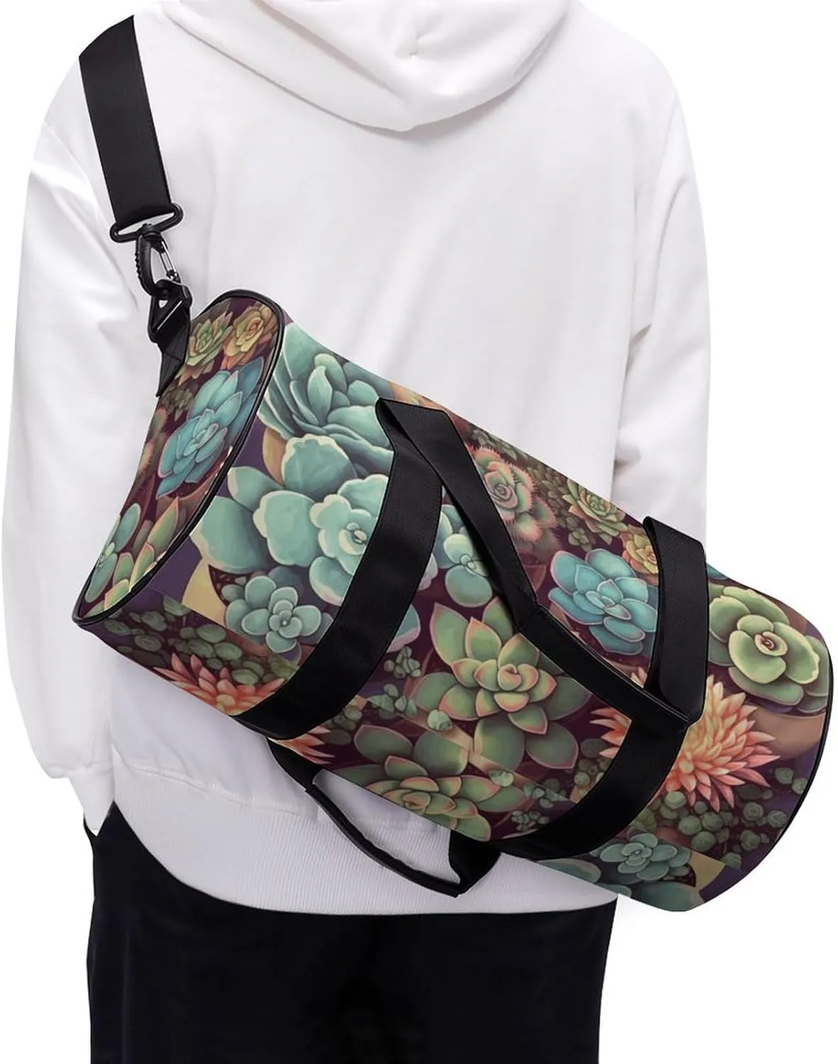 Travel Duffel Bag for Men And Women,Cute Succulents Waterproof Sports Fitness Bag Portable Travel Duffel Bag