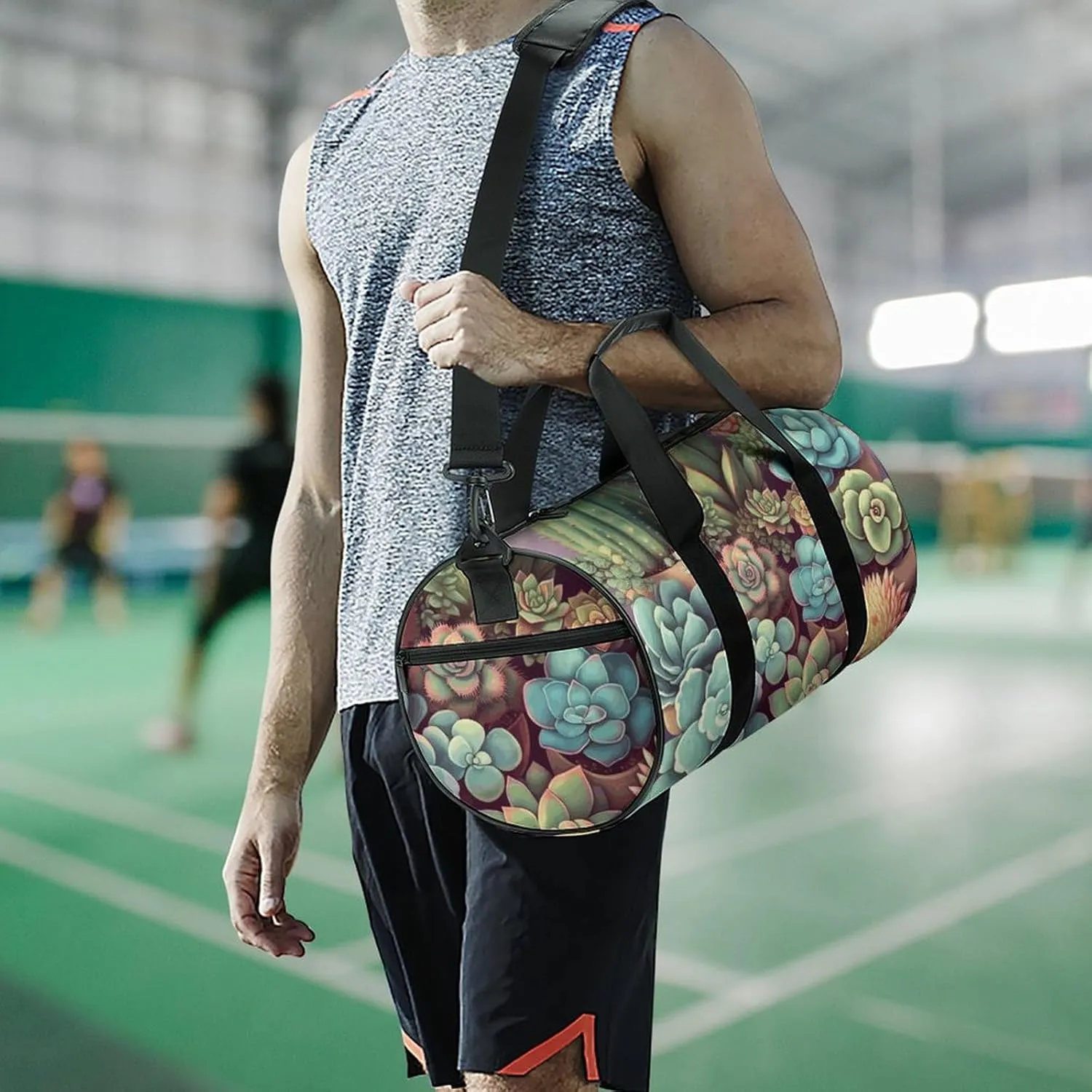Travel Duffel Bag for Men And Women,Cute Succulents Waterproof Sports Fitness Bag Portable Travel Duffel Bag