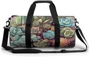 Travel Duffel Bag for Men And Women,Cute Succulents Waterproof Sports Fitness Bag Portable Travel Duffel Bag