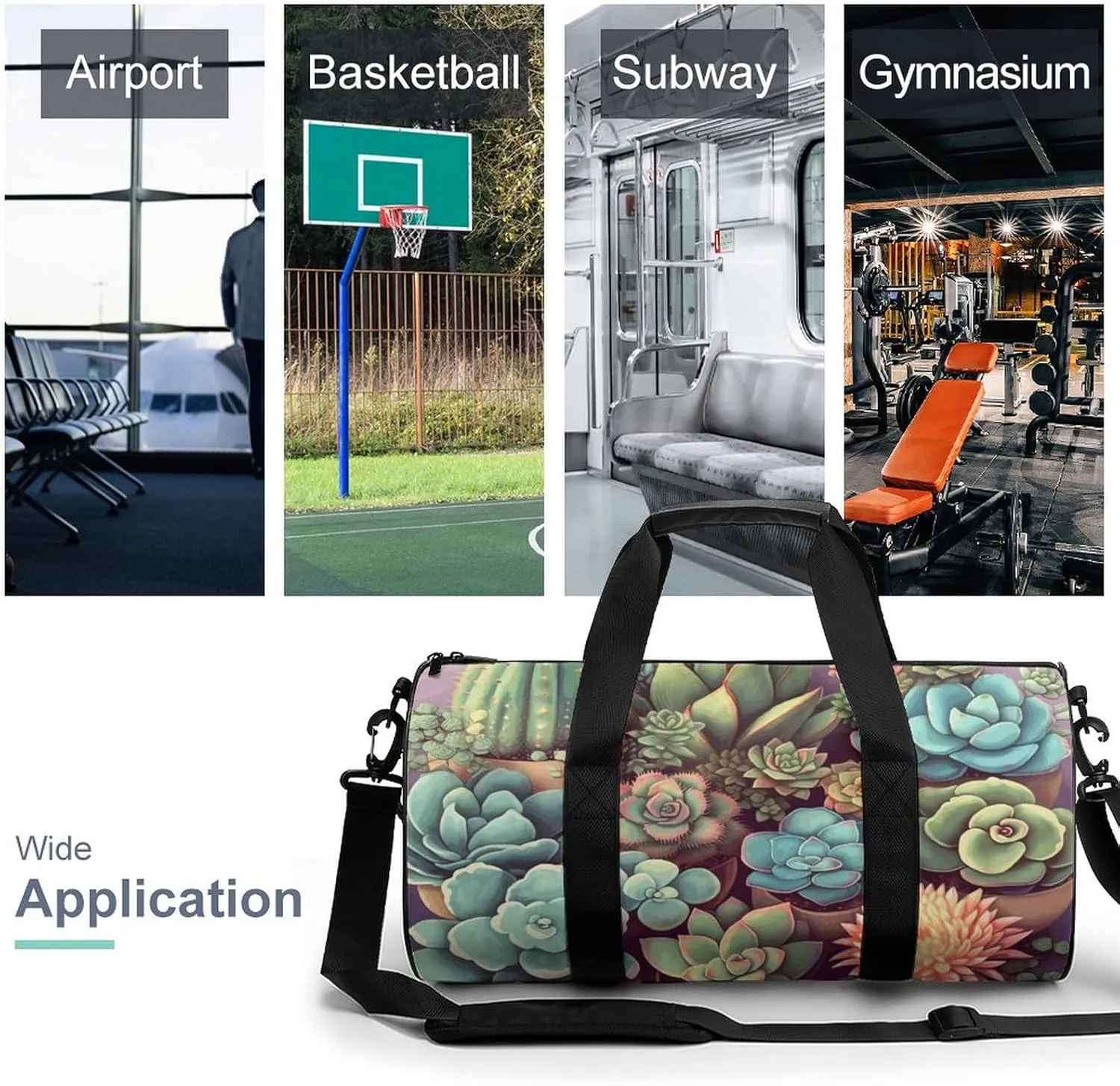 Travel Duffel Bag for Men And Women,Cute Succulents Waterproof Sports Fitness Bag Portable Travel Duffel Bag