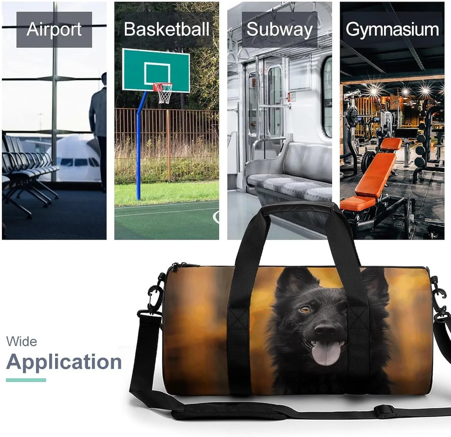 Travel Duffel Bag for Men And Women,Dog Sticking Out Tongue Waterproof Sports Fitness Bag Portable Travel Duffel Bag