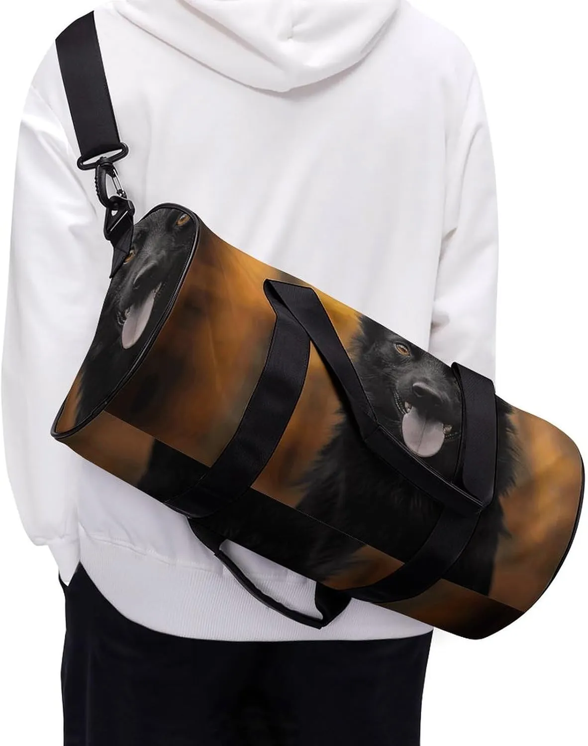 Travel Duffel Bag for Men And Women,Dog Sticking Out Tongue Waterproof Sports Fitness Bag Portable Travel Duffel Bag