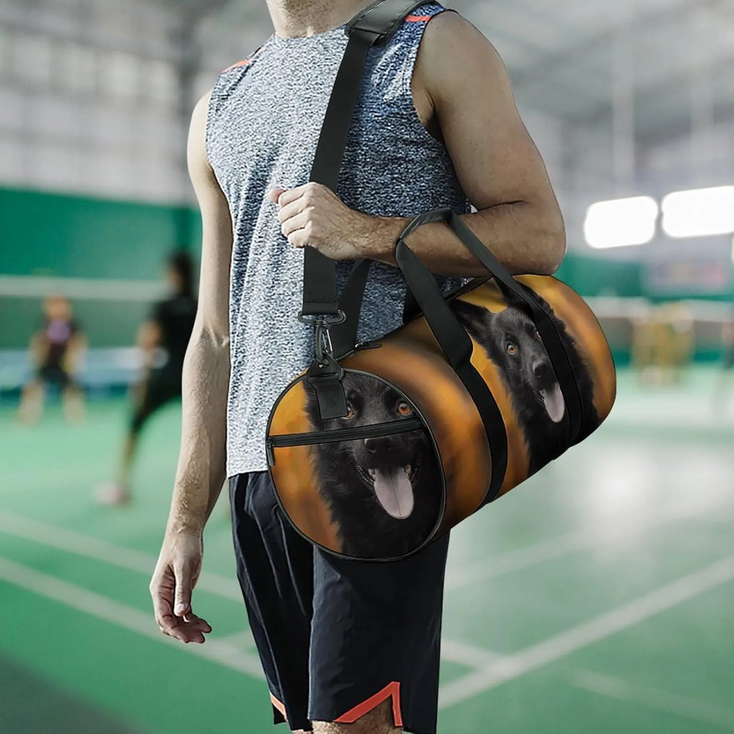 Travel Duffel Bag for Men And Women,Dog Sticking Out Tongue Waterproof Sports Fitness Bag Portable Travel Duffel Bag