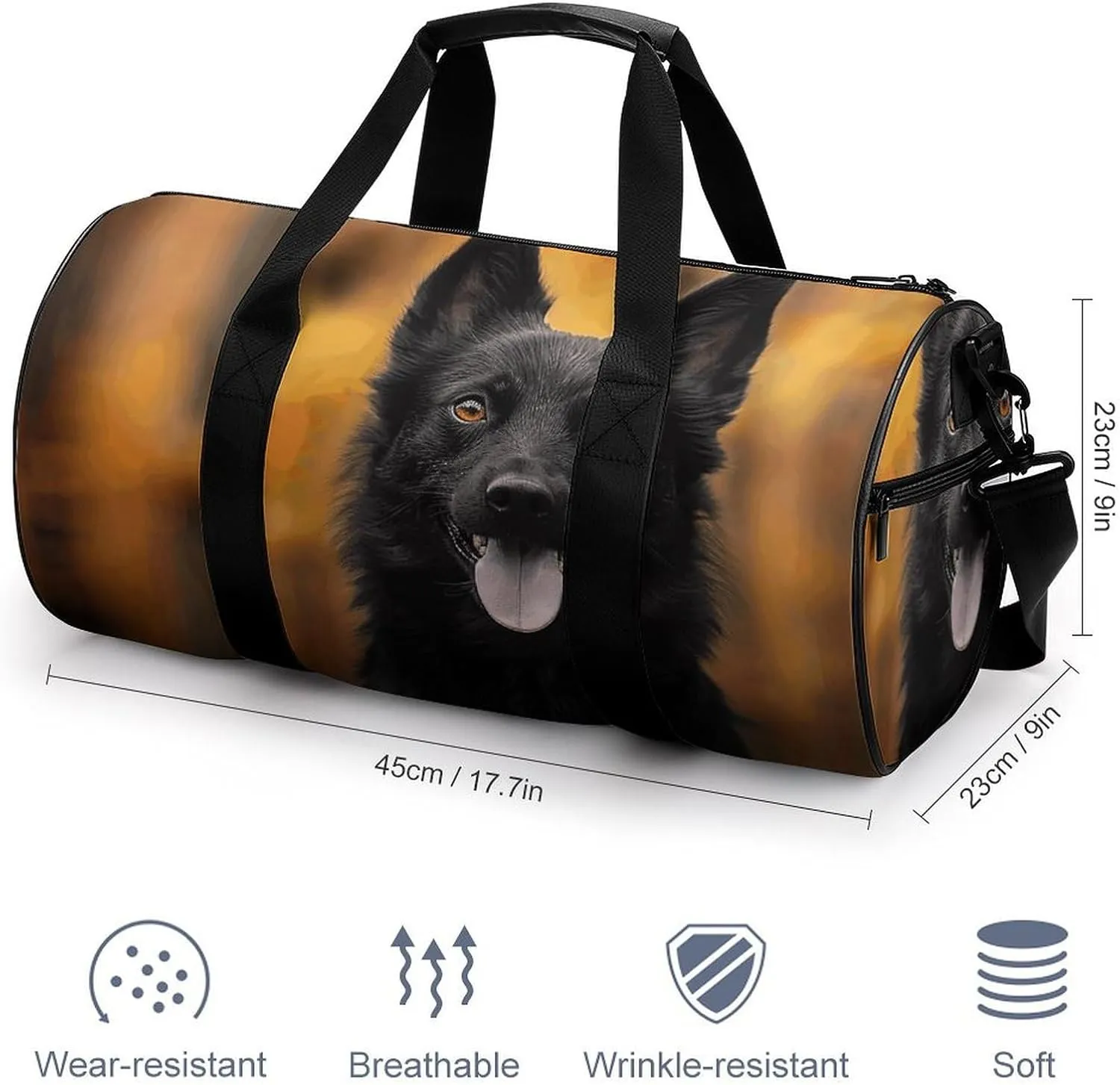 Travel Duffel Bag for Men And Women,Dog Sticking Out Tongue Waterproof Sports Fitness Bag Portable Travel Duffel Bag