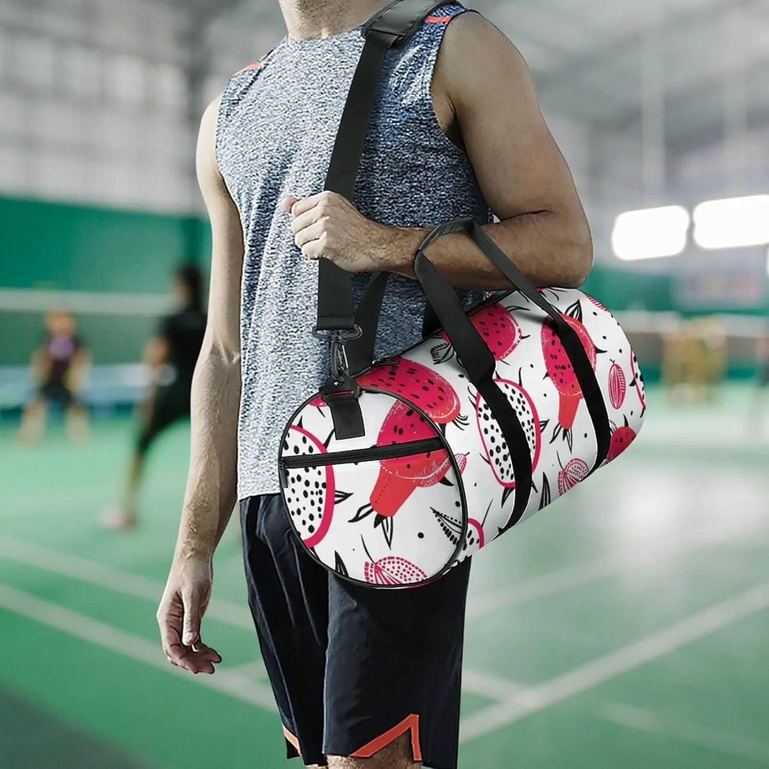 Travel Duffel Bag for Men And Women,Dragon Fruit Pattern Waterproof Sports Fitness Bag Portable Travel Duffel Bag