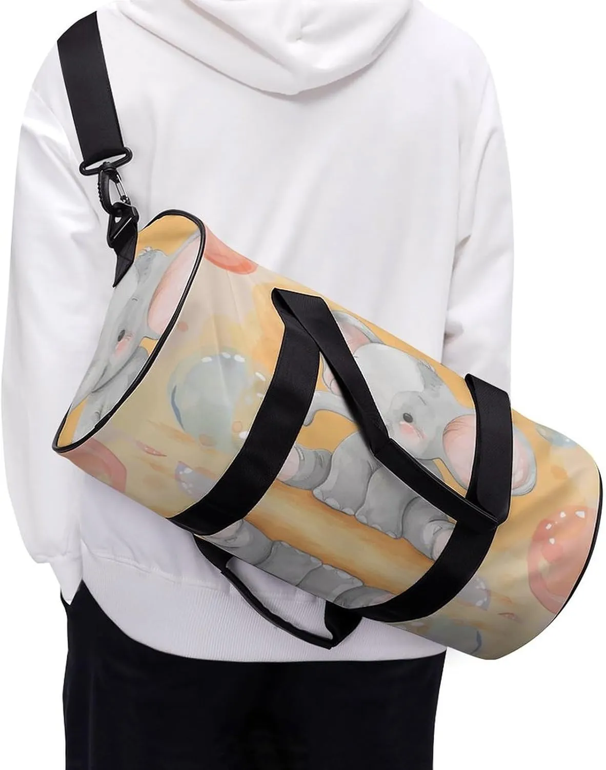 Travel Duffel Bag for Men And Women,Elephant on The Ground Waterproof Sports Fitness Bag Portable Travel Duffel Bag