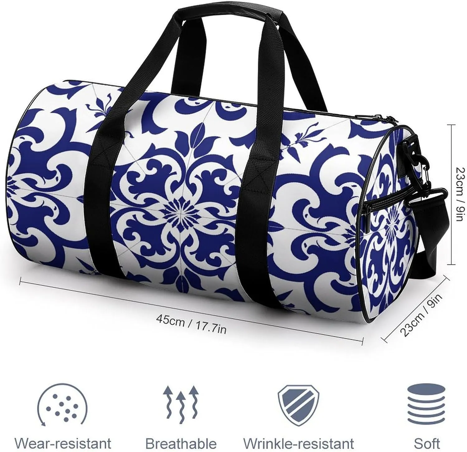 Travel Duffel Bag for Men And Women,Floral Decorative Style Waterproof Sports Fitness Bag Portable Travel Duffel Bag