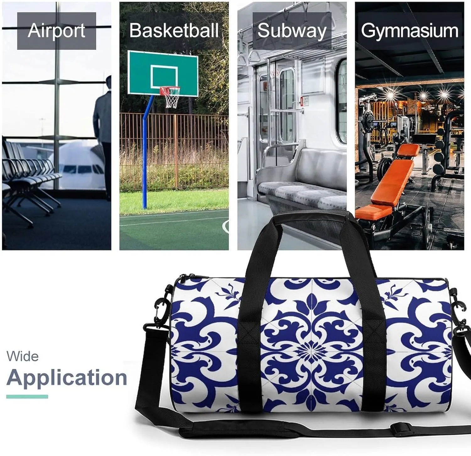 Travel Duffel Bag for Men And Women,Floral Decorative Style Waterproof Sports Fitness Bag Portable Travel Duffel Bag