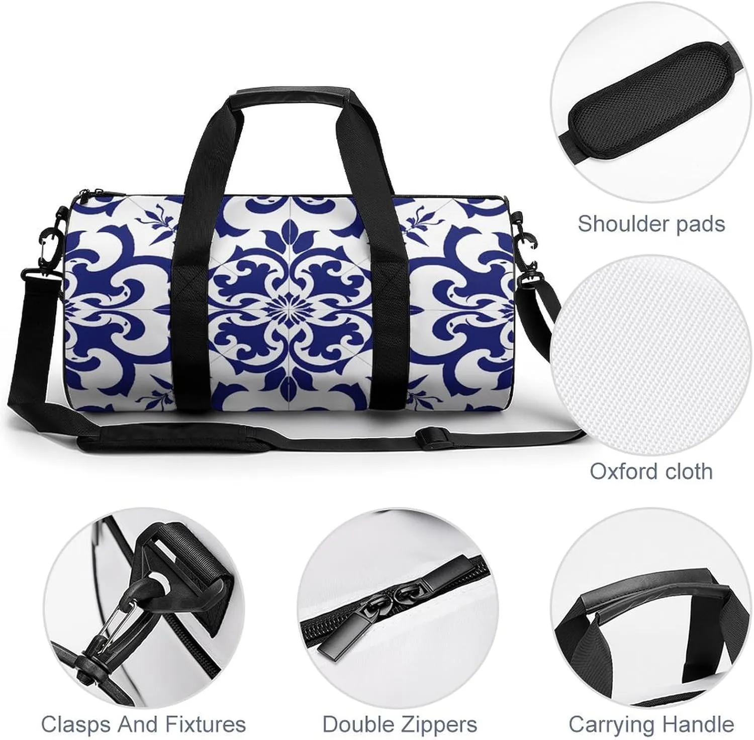 Travel Duffel Bag for Men And Women,Floral Decorative Style Waterproof Sports Fitness Bag Portable Travel Duffel Bag