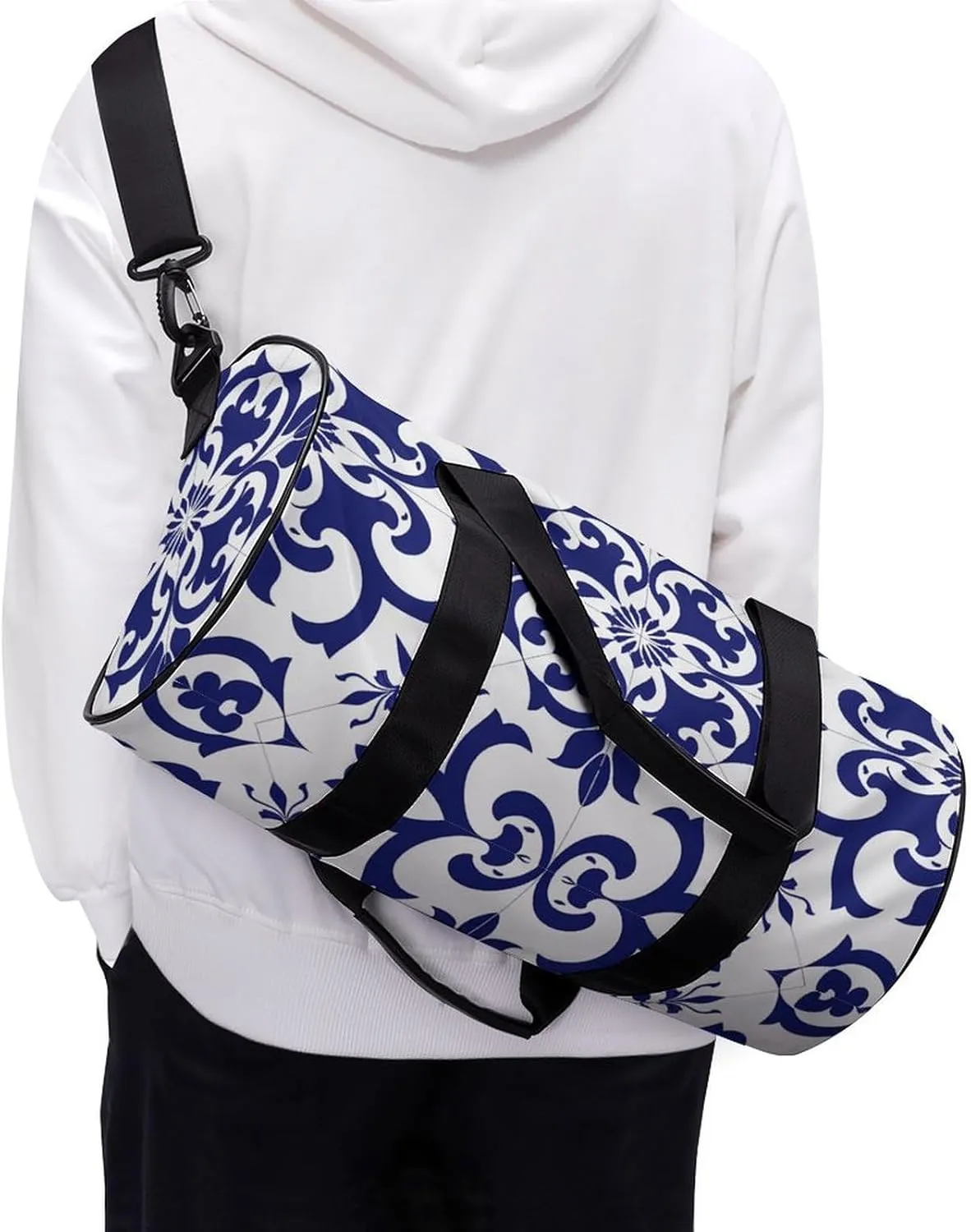 Travel Duffel Bag for Men And Women,Floral Decorative Style Waterproof Sports Fitness Bag Portable Travel Duffel Bag