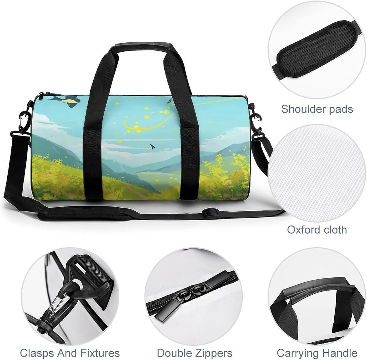 Travel Duffel Bag for Men And Women,Flowers And Swallows Waterproof Sports Fitness Bag Portable Travel Duffel Bag