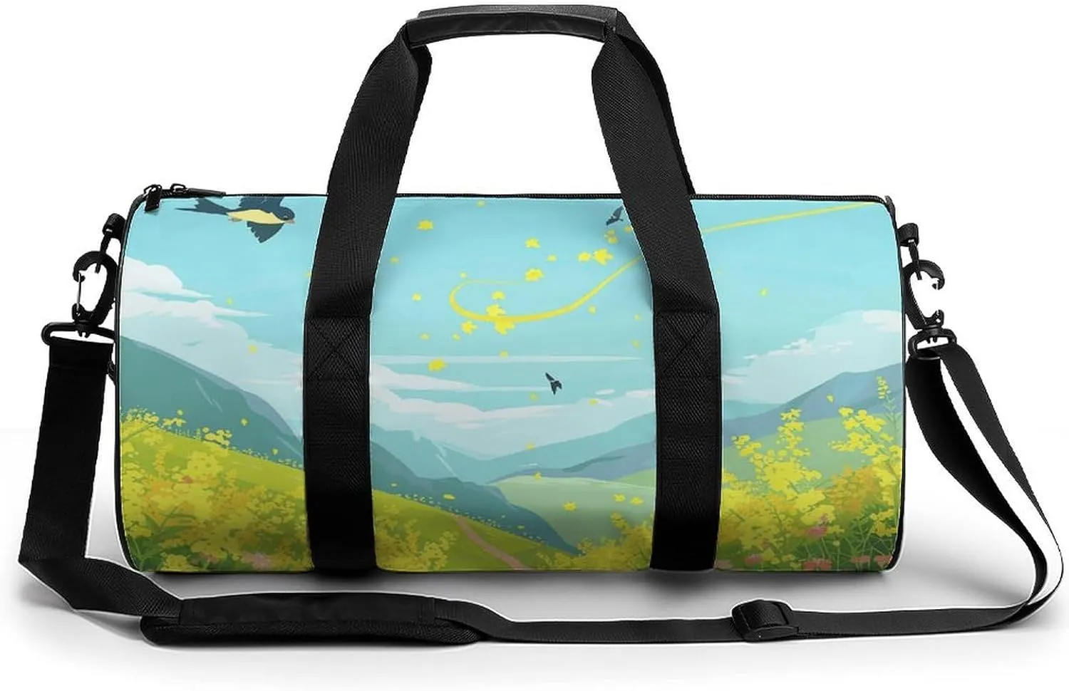 Travel Duffel Bag for Men And Women,Flowers And Swallows Waterproof Sports Fitness Bag Portable Travel Duffel Bag