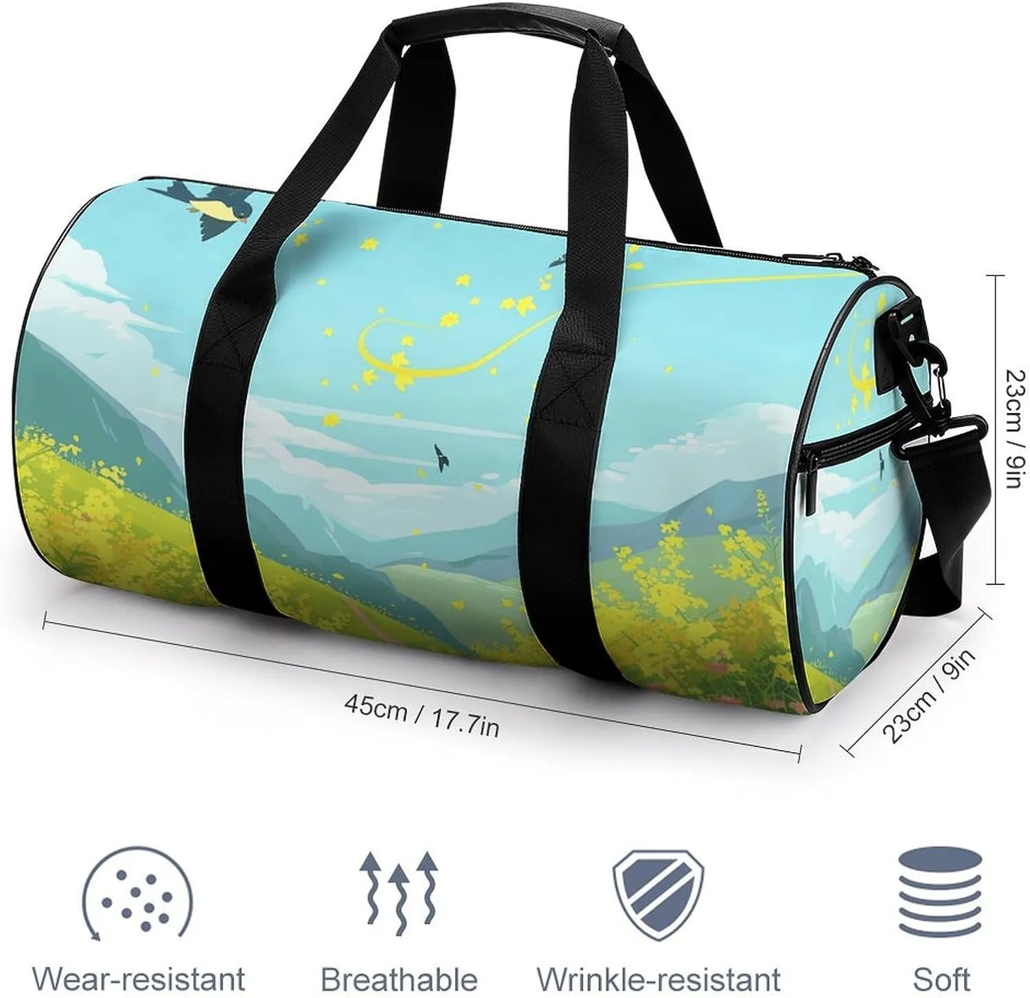 Travel Duffel Bag for Men And Women,Flowers And Swallows Waterproof Sports Fitness Bag Portable Travel Duffel Bag