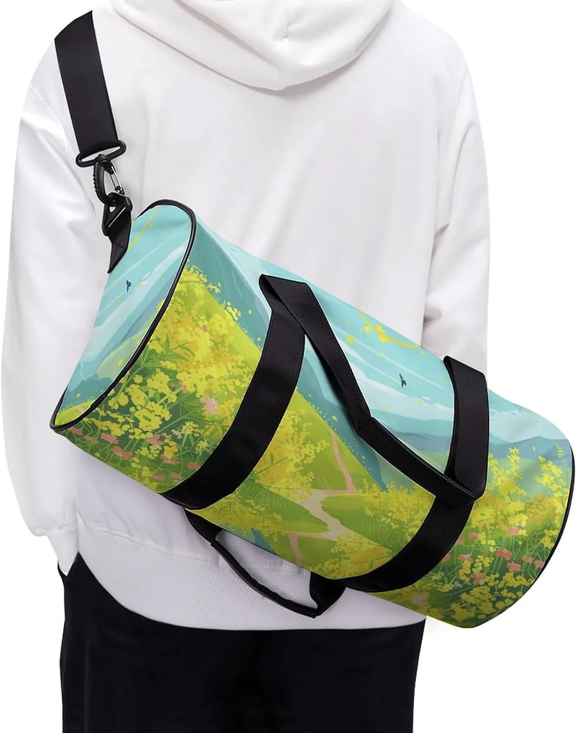 Travel Duffel Bag for Men And Women,Flowers And Swallows Waterproof Sports Fitness Bag Portable Travel Duffel Bag