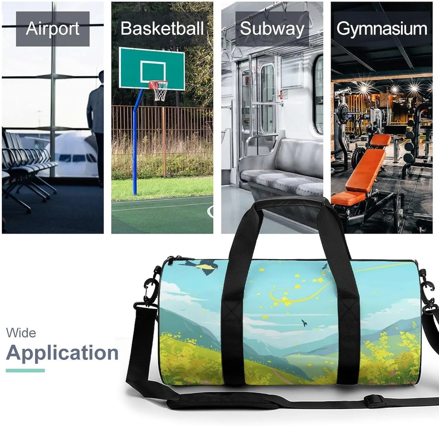 Travel Duffel Bag for Men And Women,Flowers And Swallows Waterproof Sports Fitness Bag Portable Travel Duffel Bag