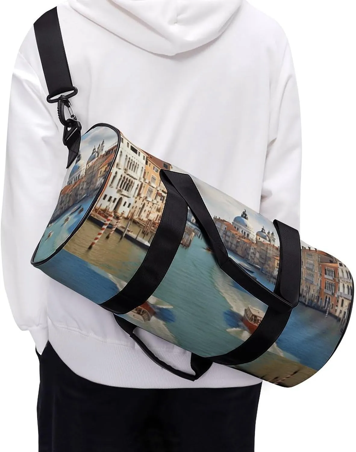 Travel Duffel Bag for Men And Women,Grand Canal in Italy Waterproof Sports Fitness Bag Portable Travel Duffel Bag