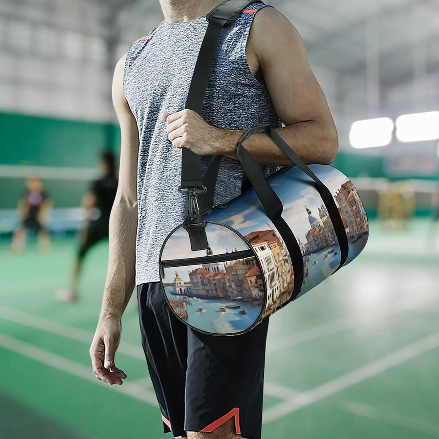 Travel Duffel Bag for Men And Women,Grand Canal in Italy Waterproof Sports Fitness Bag Portable Travel Duffel Bag
