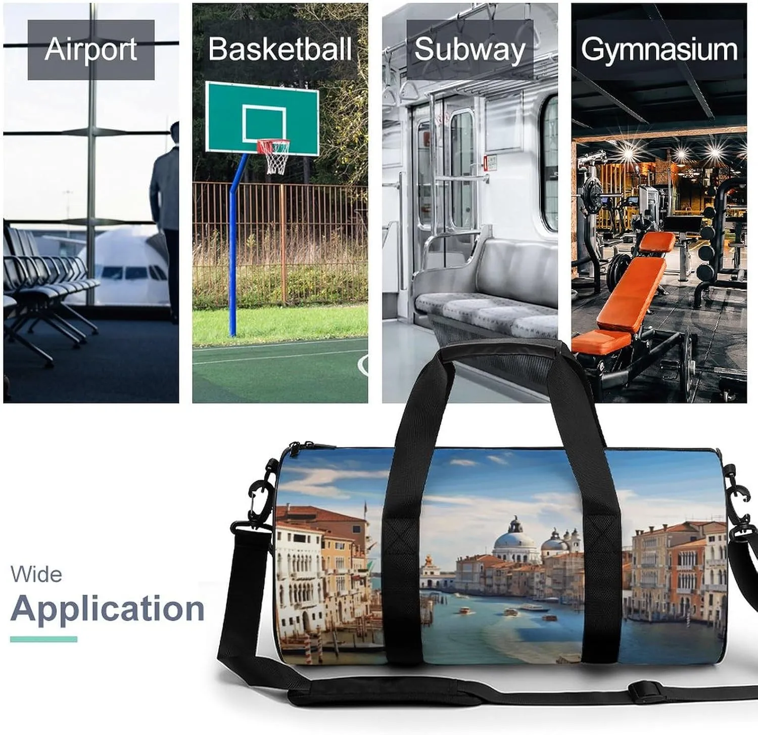 Travel Duffel Bag for Men And Women,Grand Canal in Italy Waterproof Sports Fitness Bag Portable Travel Duffel Bag