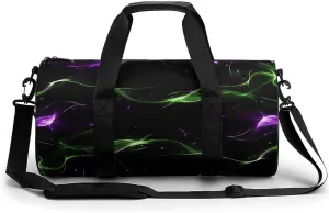 Travel Duffel Bag for Men And Women,Green And Purple Lights Waterproof Sports Fitness Bag Portable Travel Duffel Bag