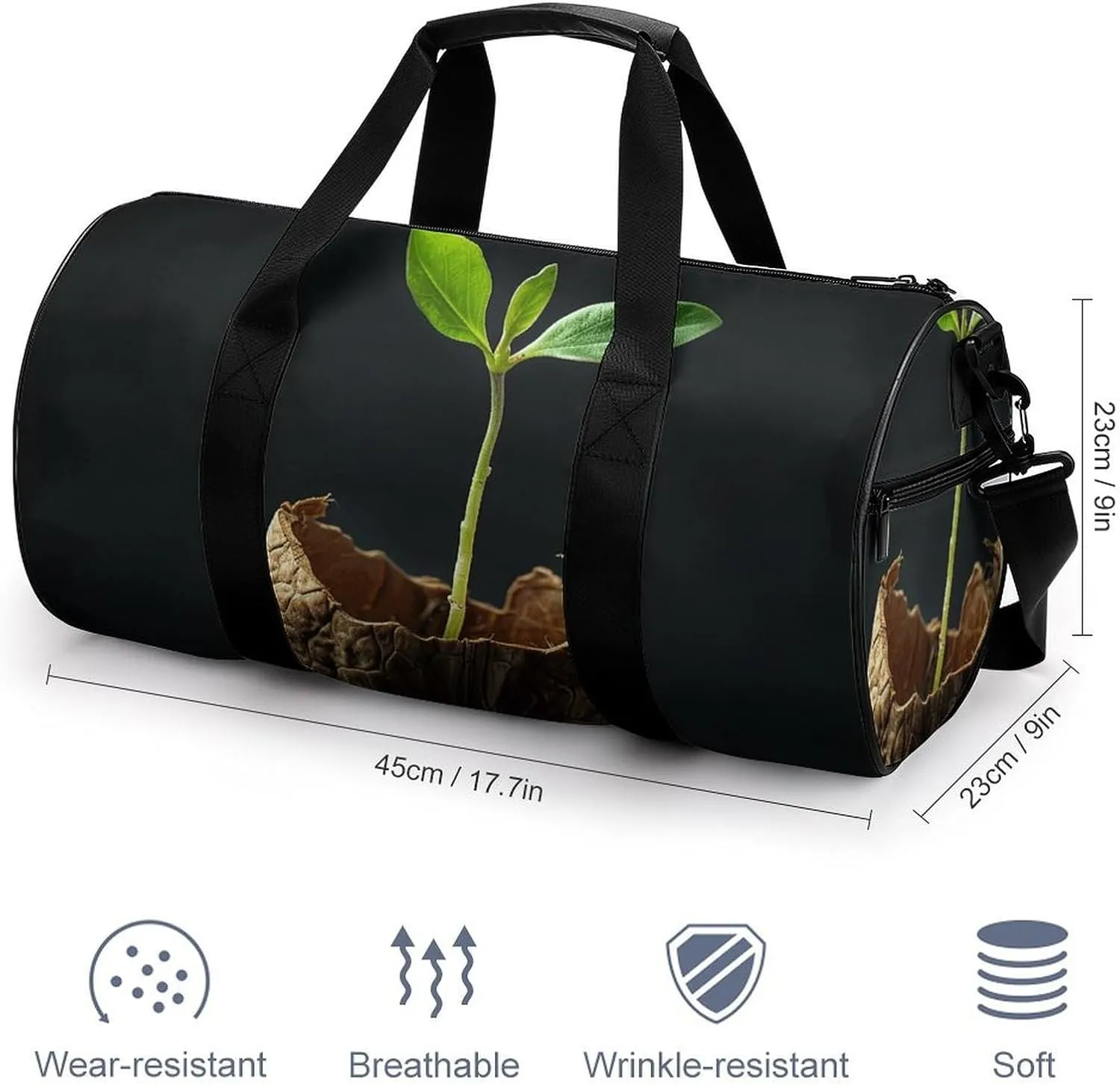 Travel Duffel Bag for Men And Women,Green Shoots Growing Waterproof Sports Fitness Bag Portable Travel Duffel Bag