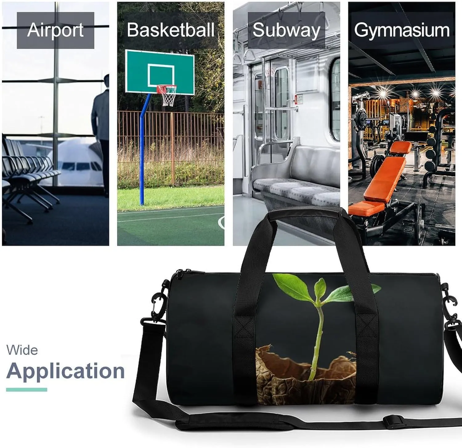 Travel Duffel Bag for Men And Women,Green Shoots Growing Waterproof Sports Fitness Bag Portable Travel Duffel Bag