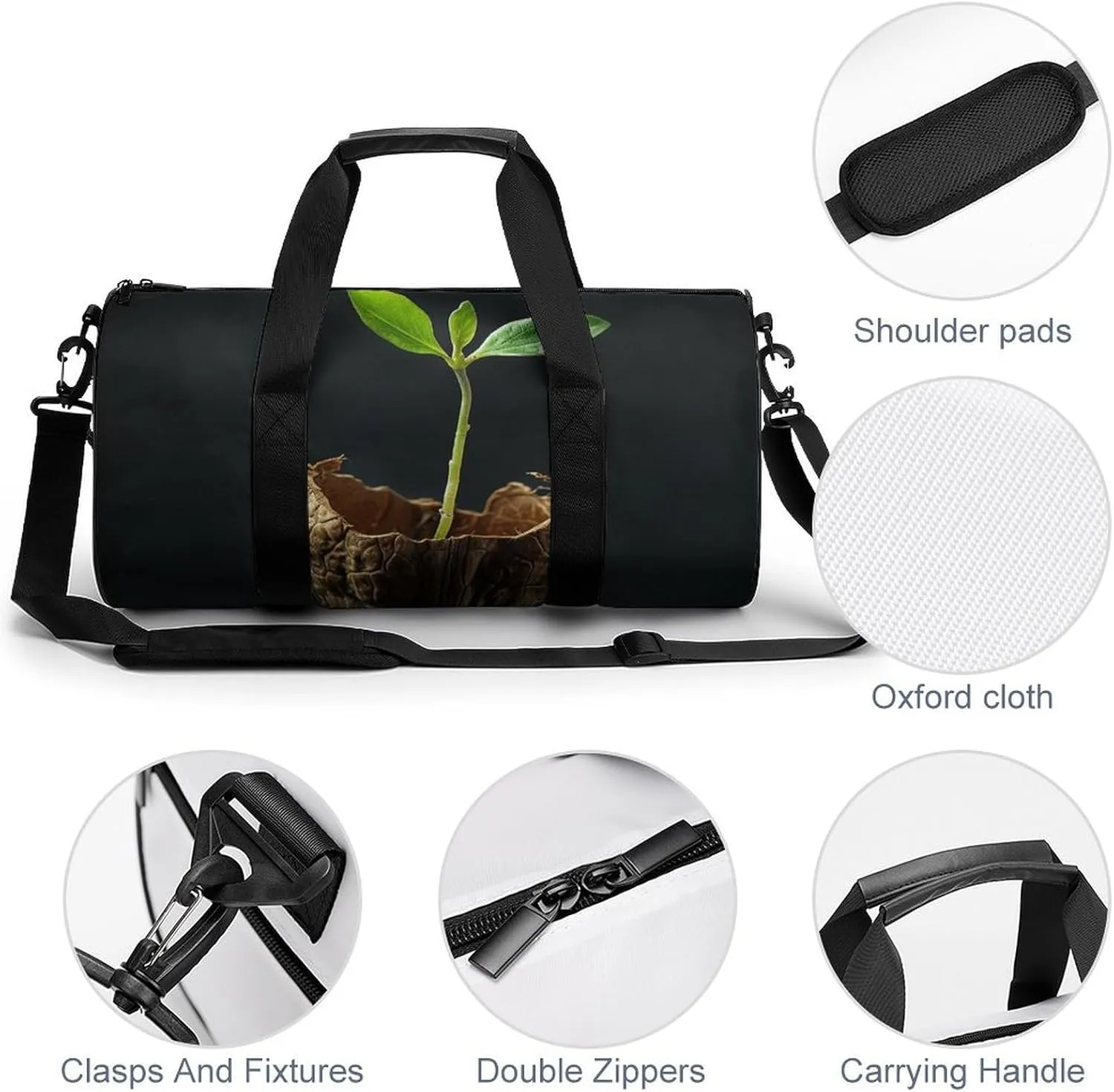 Travel Duffel Bag for Men And Women,Green Shoots Growing Waterproof Sports Fitness Bag Portable Travel Duffel Bag