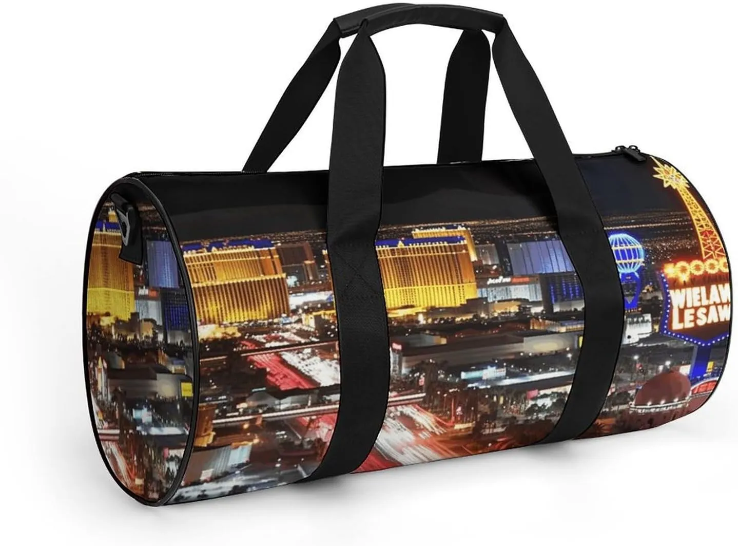 Travel Duffel Bag for Men And Women,Las Vegas Night City Waterproof Sports Fitness Bag Portable Travel Duffel Bag, 17.7in/9in/9in