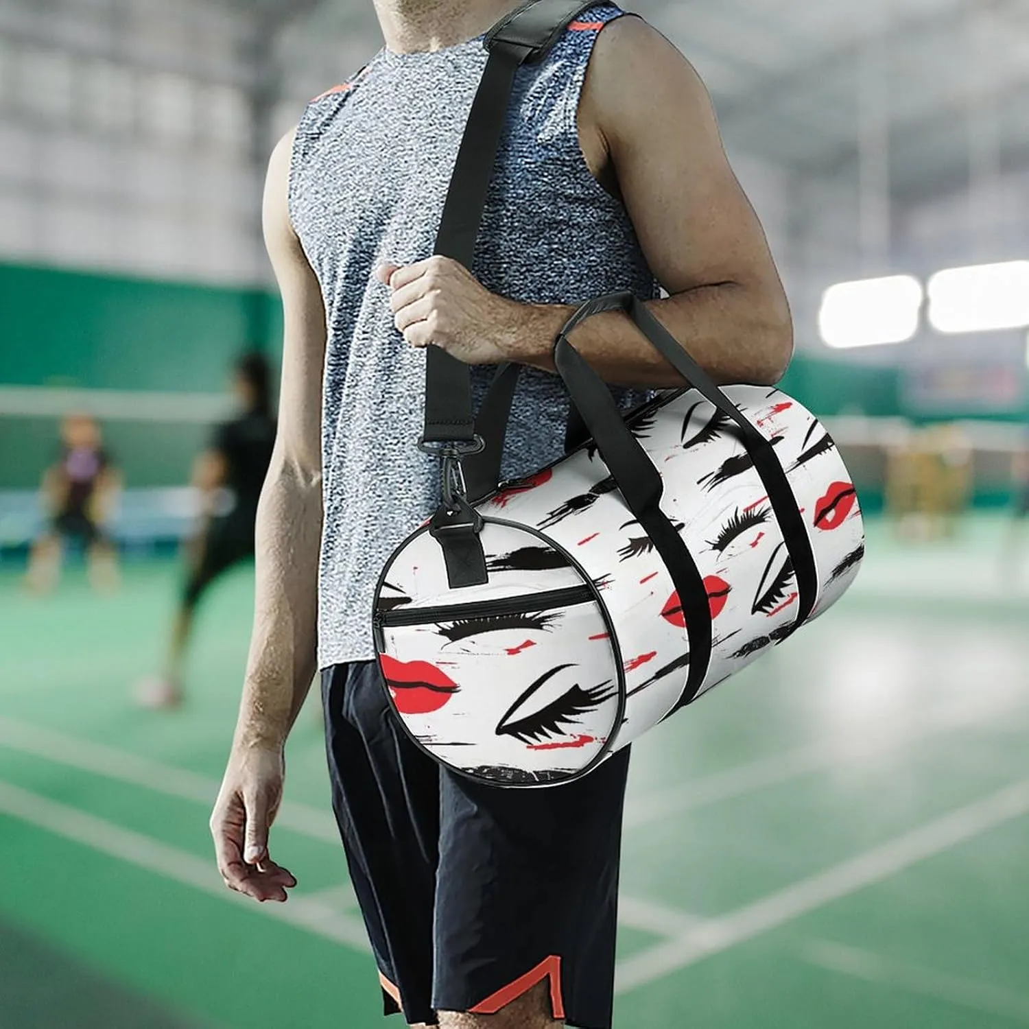 Travel Duffel Bag for Men And Women,Lips And Eyelashes Waterproof Sports Fitness Bag Portable Travel Duffel Bag