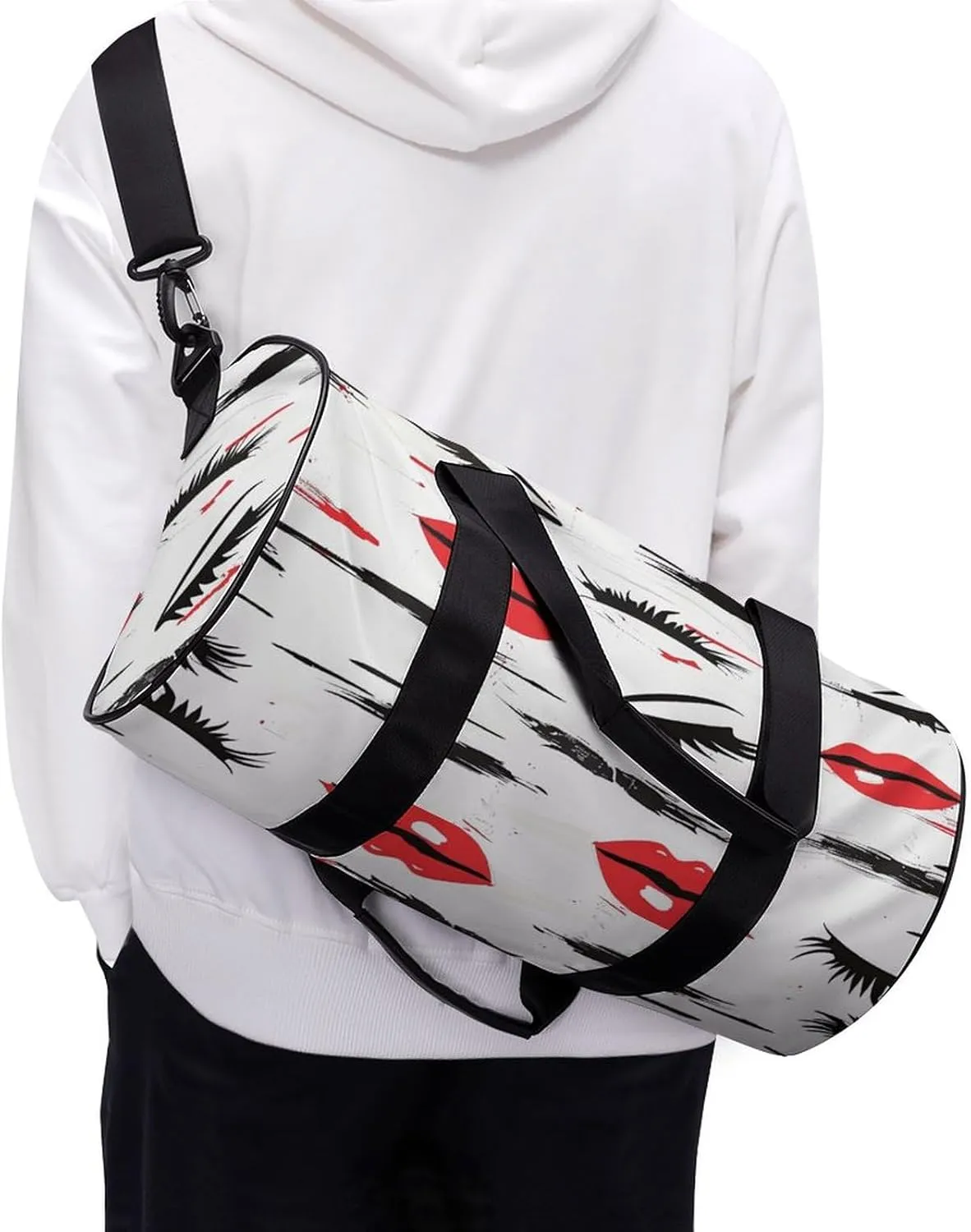 Travel Duffel Bag for Men And Women,Lips And Eyelashes Waterproof Sports Fitness Bag Portable Travel Duffel Bag