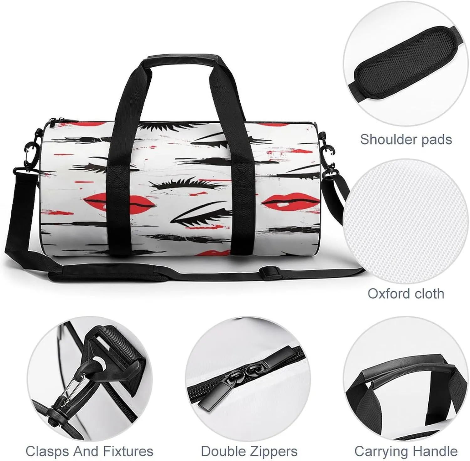 Travel Duffel Bag for Men And Women,Lips And Eyelashes Waterproof Sports Fitness Bag Portable Travel Duffel Bag