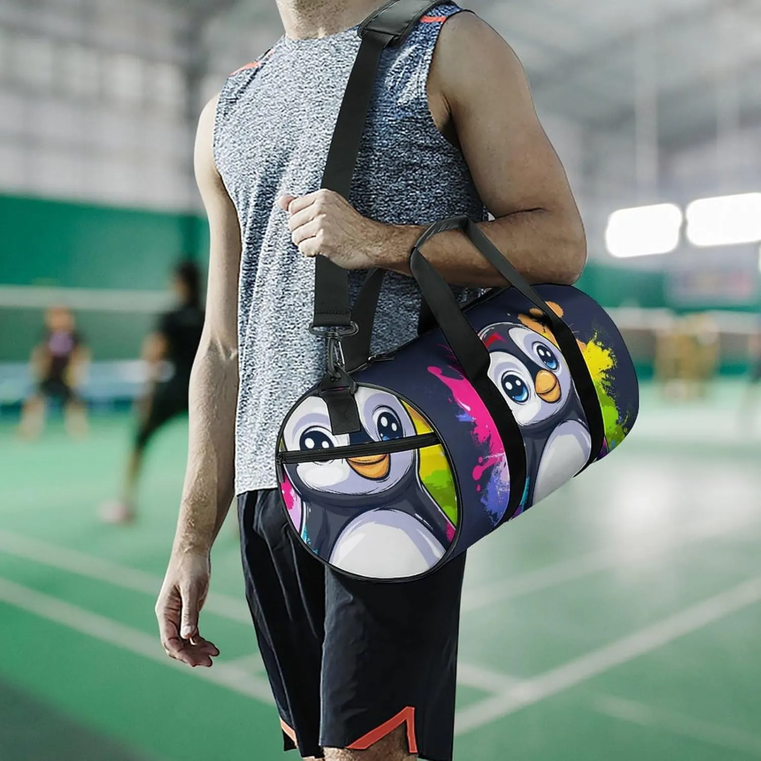 Travel Duffel Bag for Men And Women,Little Colorful Penguin Waterproof Sports Fitness Bag Portable Travel Duffel Bag