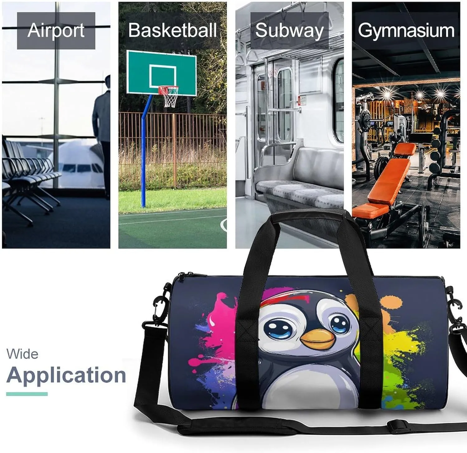 Travel Duffel Bag for Men And Women,Little Colorful Penguin Waterproof Sports Fitness Bag Portable Travel Duffel Bag