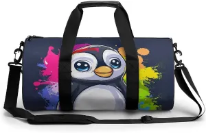 Travel Duffel Bag for Men And Women,Little Colorful Penguin Waterproof Sports Fitness Bag Portable Travel Duffel Bag