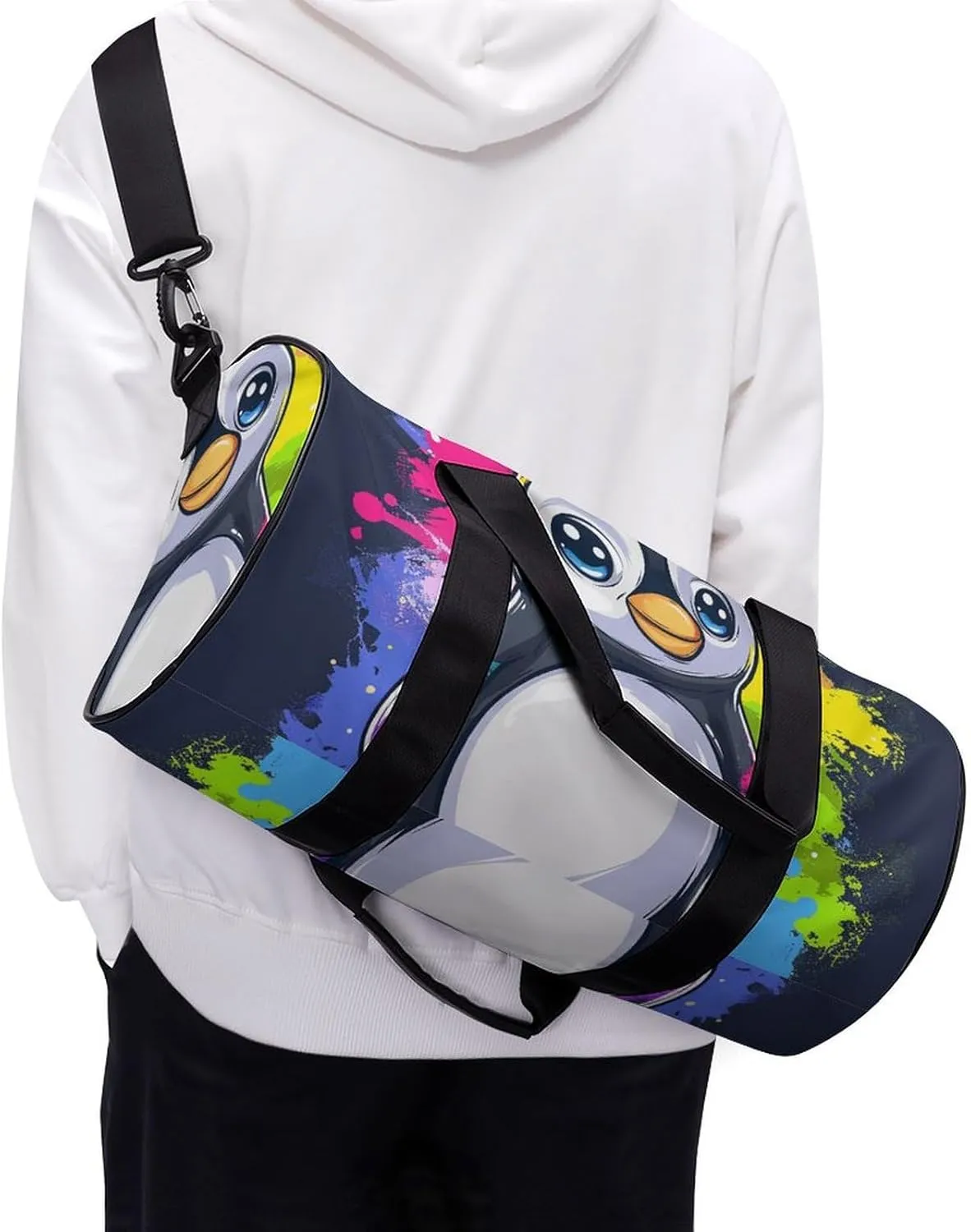 Travel Duffel Bag for Men And Women,Little Colorful Penguin Waterproof Sports Fitness Bag Portable Travel Duffel Bag