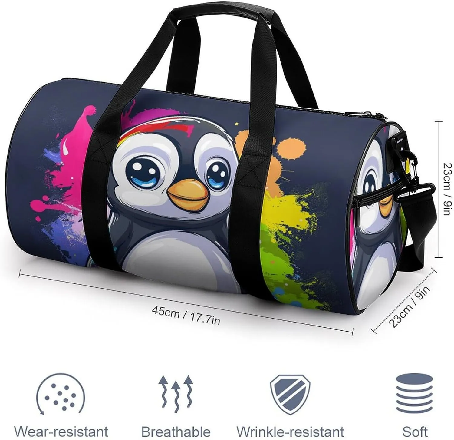 Travel Duffel Bag for Men And Women,Little Colorful Penguin Waterproof Sports Fitness Bag Portable Travel Duffel Bag