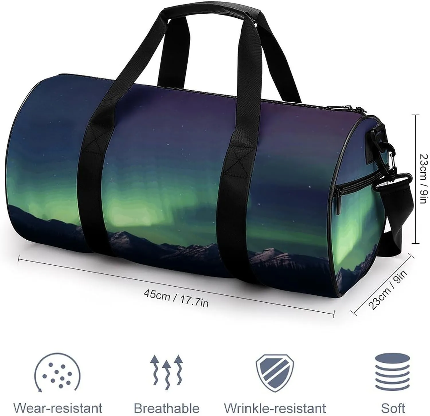 Travel Duffel Bag for Men And Women,Northern Aurora Night Waterproof Sports Fitness Bag Portable Travel Duffel Bag