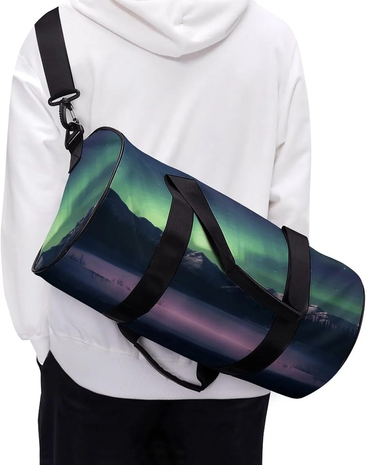 Travel Duffel Bag for Men And Women,Northern Aurora Night Waterproof Sports Fitness Bag Portable Travel Duffel Bag