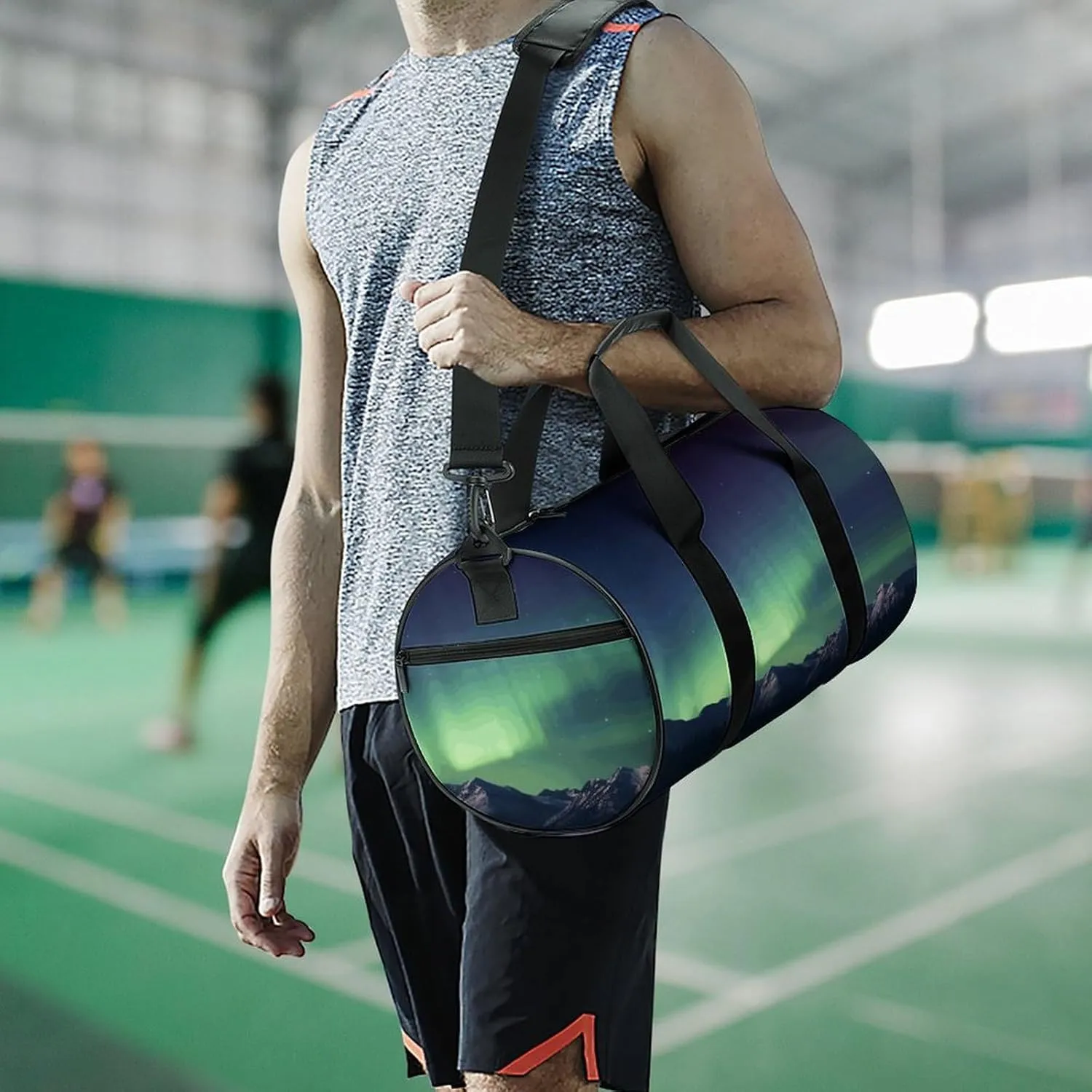 Travel Duffel Bag for Men And Women,Northern Aurora Night Waterproof Sports Fitness Bag Portable Travel Duffel Bag