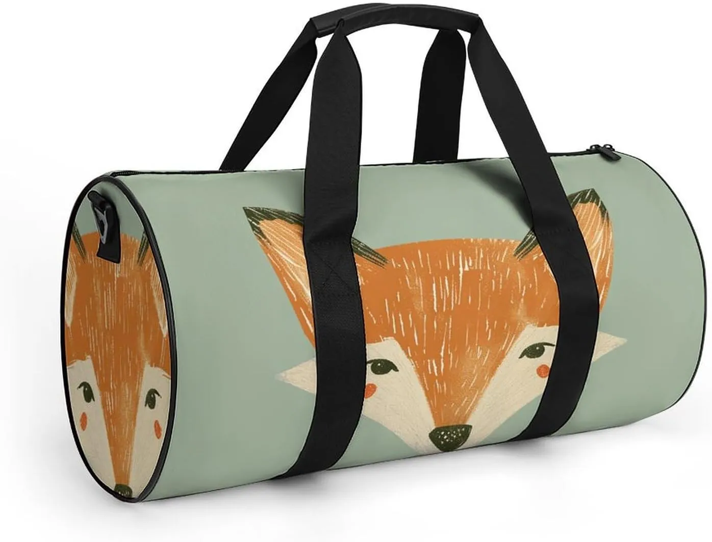 Travel Duffel Bag for Men And Women,Orange Fox Face Waterproof Sports Fitness Bag Portable Travel Duffel Bag