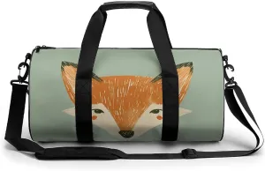 Travel Duffel Bag for Men And Women,Orange Fox Face Waterproof Sports Fitness Bag Portable Travel Duffel Bag
