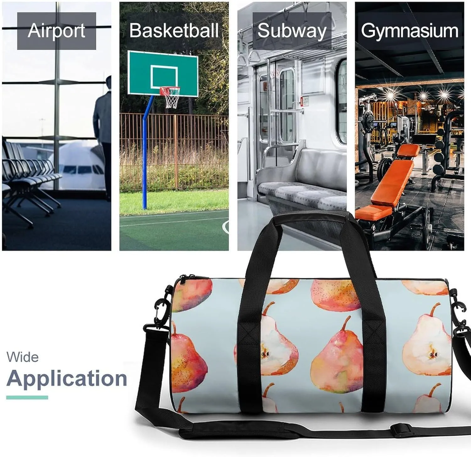 Travel Duffel Bag for Men And Women,Orange Pear Pattern Waterproof Sports Fitness Bag Portable Travel Duffel Bag