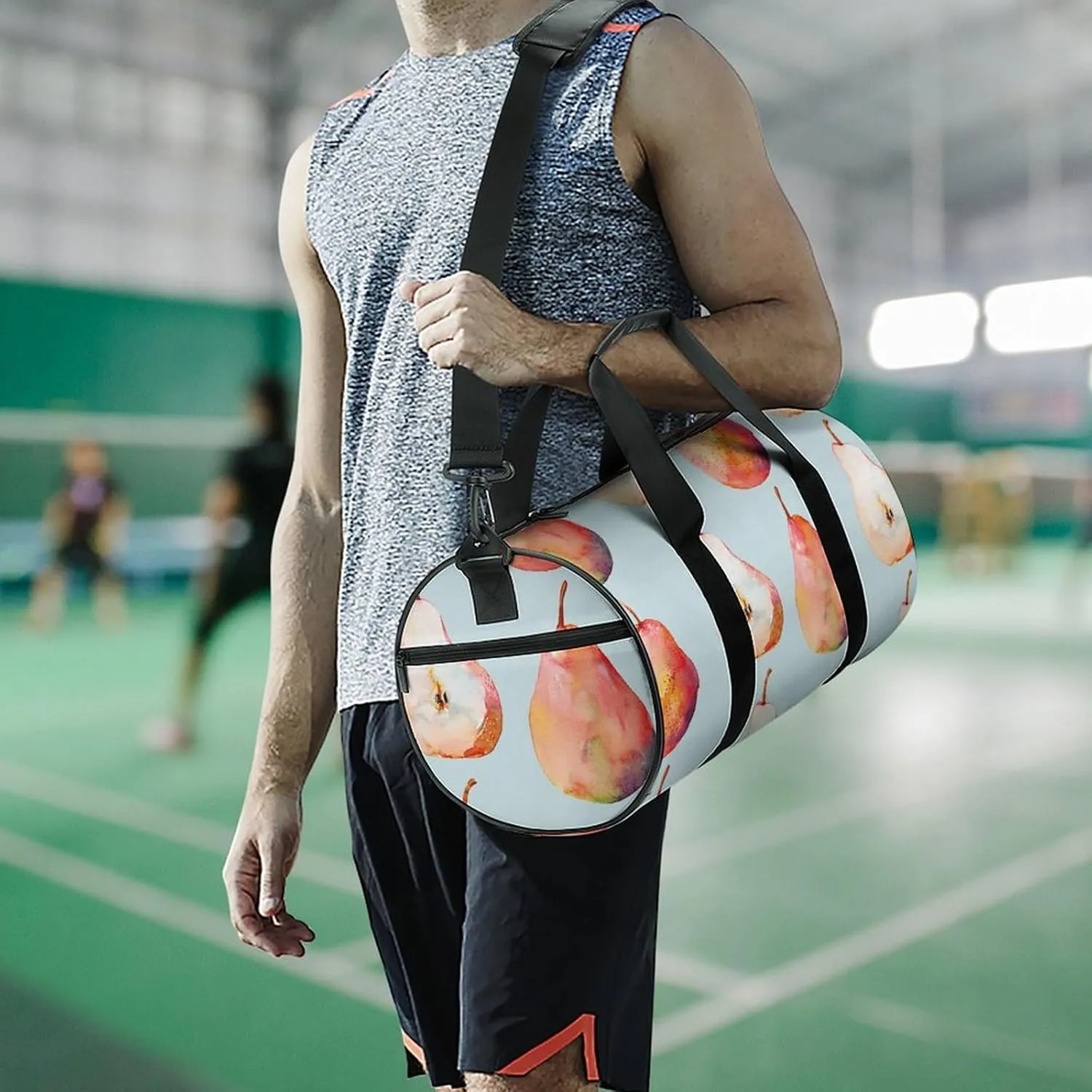 Travel Duffel Bag for Men And Women,Orange Pear Pattern Waterproof Sports Fitness Bag Portable Travel Duffel Bag